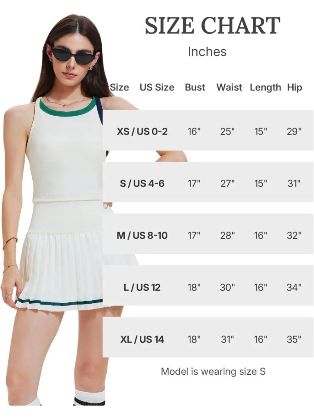 Women's Cream White 2 Piece Racer Back Tennis Skirt Tank Top Pull On Golf Dress